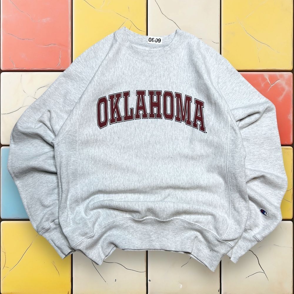 Vintage Oklahoma Sooners Sweatshirt Men Medium Champion Reverse Weave‎ 90s Grey